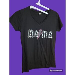 Women's Mama Gildan Black V Neck Size S Custom